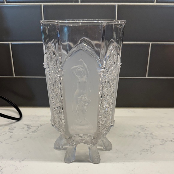Vintage Clear and Frosted Glass Vase - Picture 2 of 12